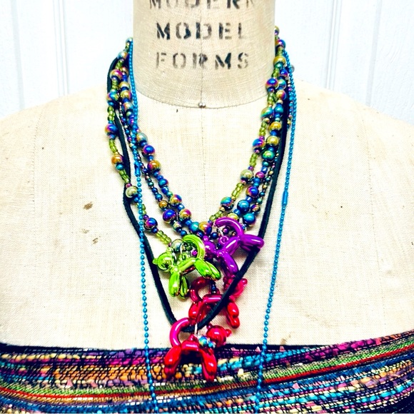 Magenta Leather Toyland Kitty Cat Balloon Necklace - Picture 5 of 5